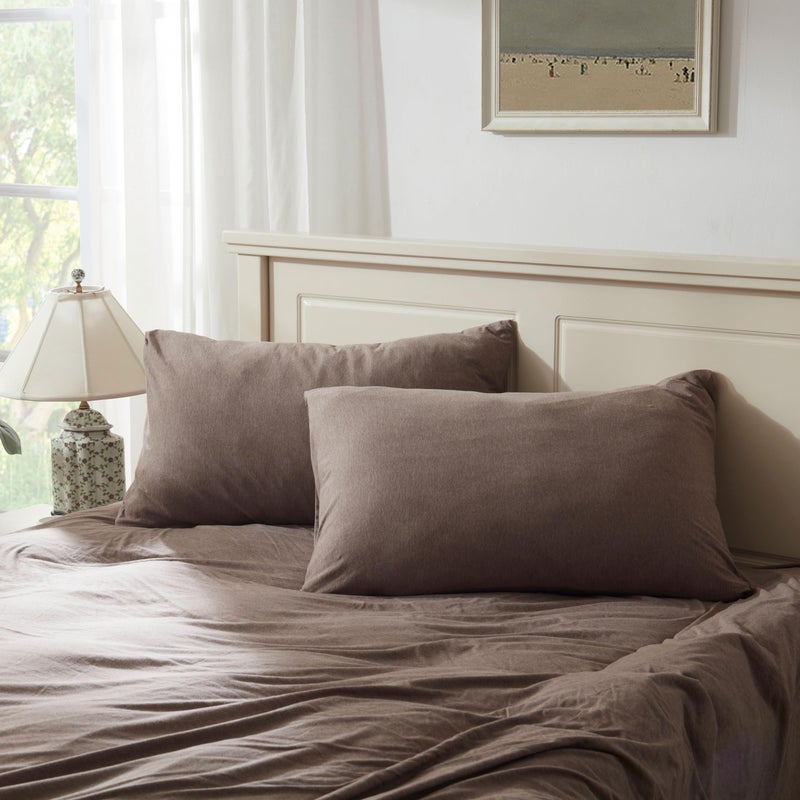H HOUSEHOLD Household 100% Jersey Cotton Queen Size Pillowcase 20â€x30â€-Light Weight, Comfortable, Super Soft Pillow Case with Envelope Closure Set of 2 (Coffee, Queen Size Pillowcase 20" x 30") - Image 1
